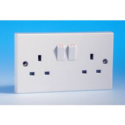 MLA SN9000 13 AP 2 GANG SWITCHED SOCKET WHITE 