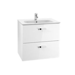 Victoria Basic 600mm Wall Hung Basin and Base Unit Gloss White