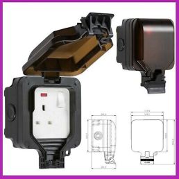 Knightsbridge OP7N Outdoor Weatherproof Single Socket - Black