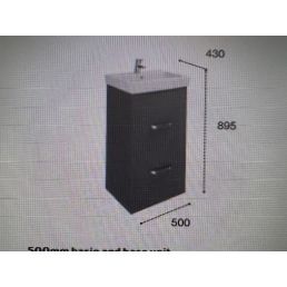 Roca Victoria 500 Floorstanding Base Unit 2 Drawer Matt Grey