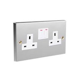 AXIOM BRUSHED CHROME SWITCHED SOCKET TWIN DOUBLE POLE- Qty 19