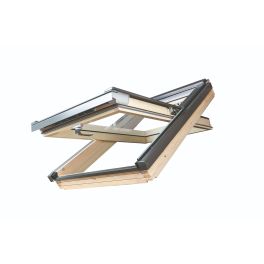 FAKRO Natural Pine Centre Pivot Roof Window 55cm x 78cm (FTP P2 Non-vented)- Qty 3